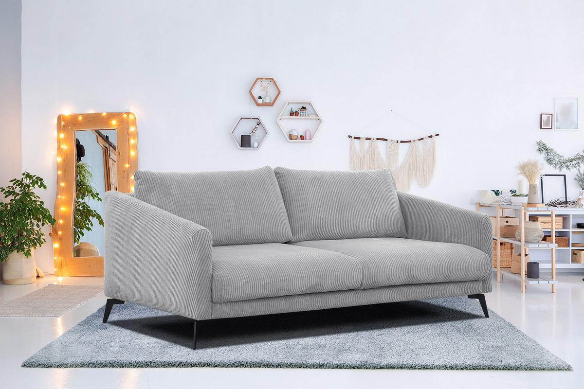 SOFA VILT 3-Sitzer, hellgrau - Hellgrau/Schwarz, Holzwerkstoff/Textil (202/89/94cm) - Wozimo