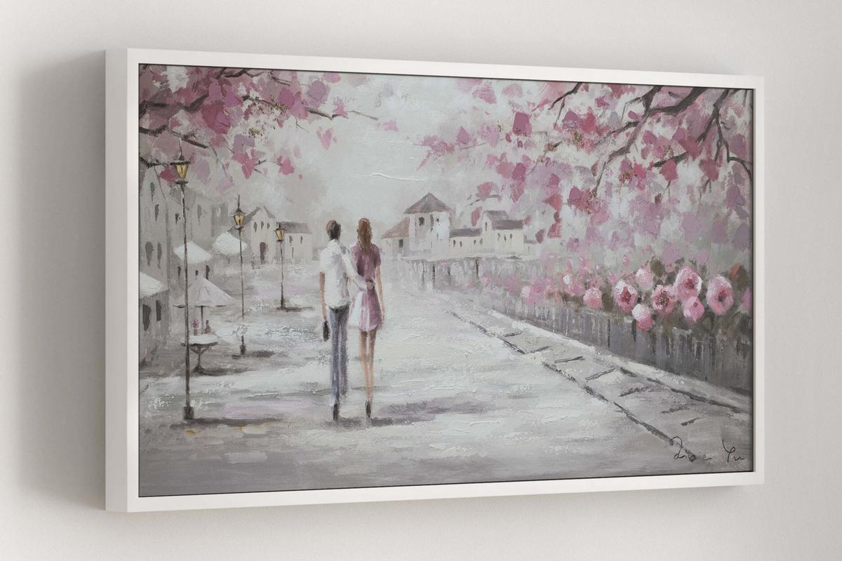 ACRYLBILD HANDGEMALT 120/60 cm - Pink/Beige, Holz/Textil (120/60cm) - KUNSTLOFT