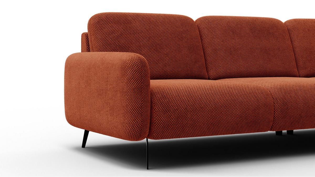 ECKSOFA FEBE 5-Sitzer rechts, dunkelorange - Dunkelorange/Schwarz, Holz/Textil (271/190cm) - Wozimo