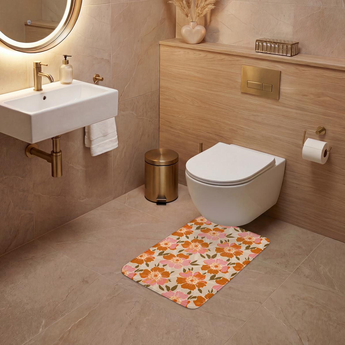 WC-VORLEGER Blumen - Motiv - Retro WC Teppich 40x60 cm - Multicolor, Textil (40/1cm) - OnlyWow