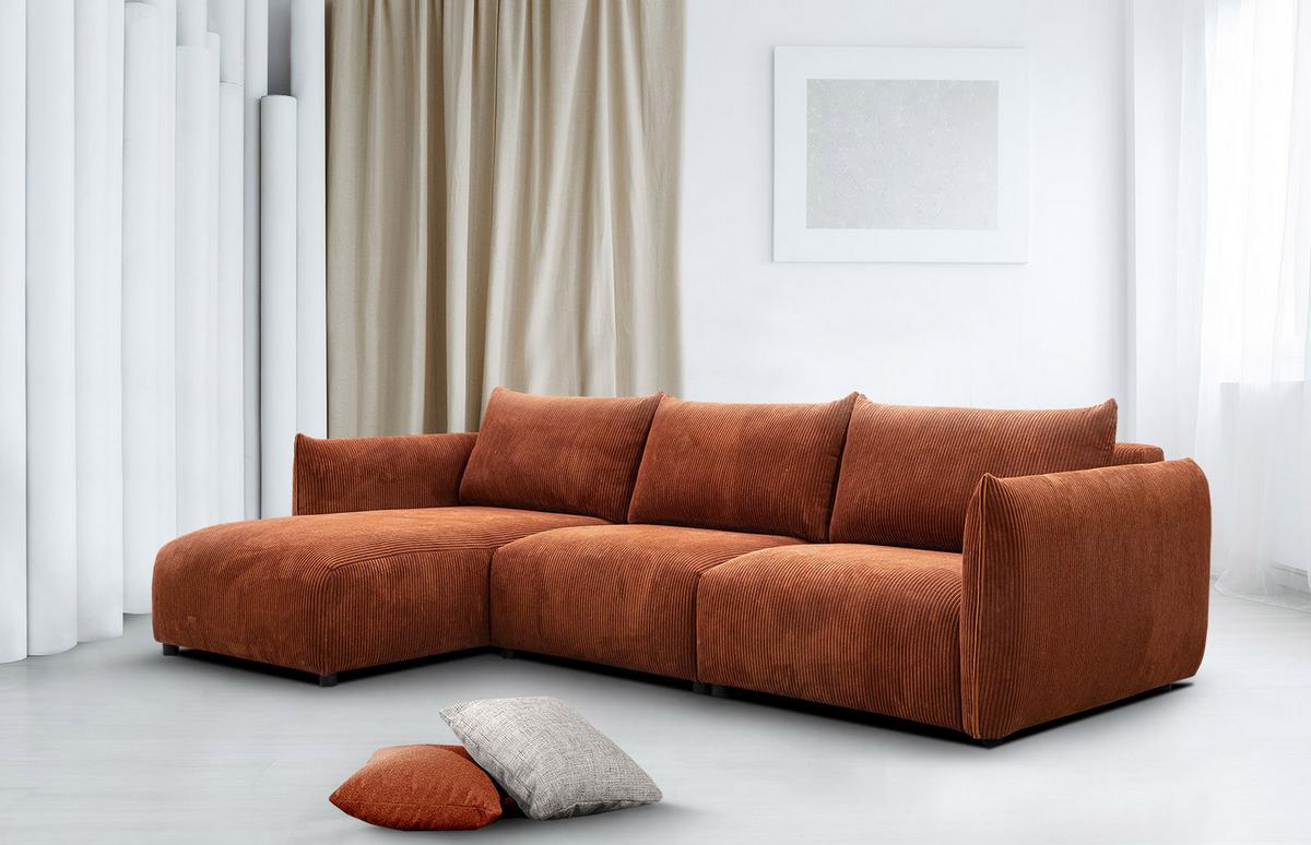 ECKSOFA TAUER 5-Sitzer, orange - Schwarz/Orange, Holzwerkstoff/Kunststoff (173/294cm) - Wozimo