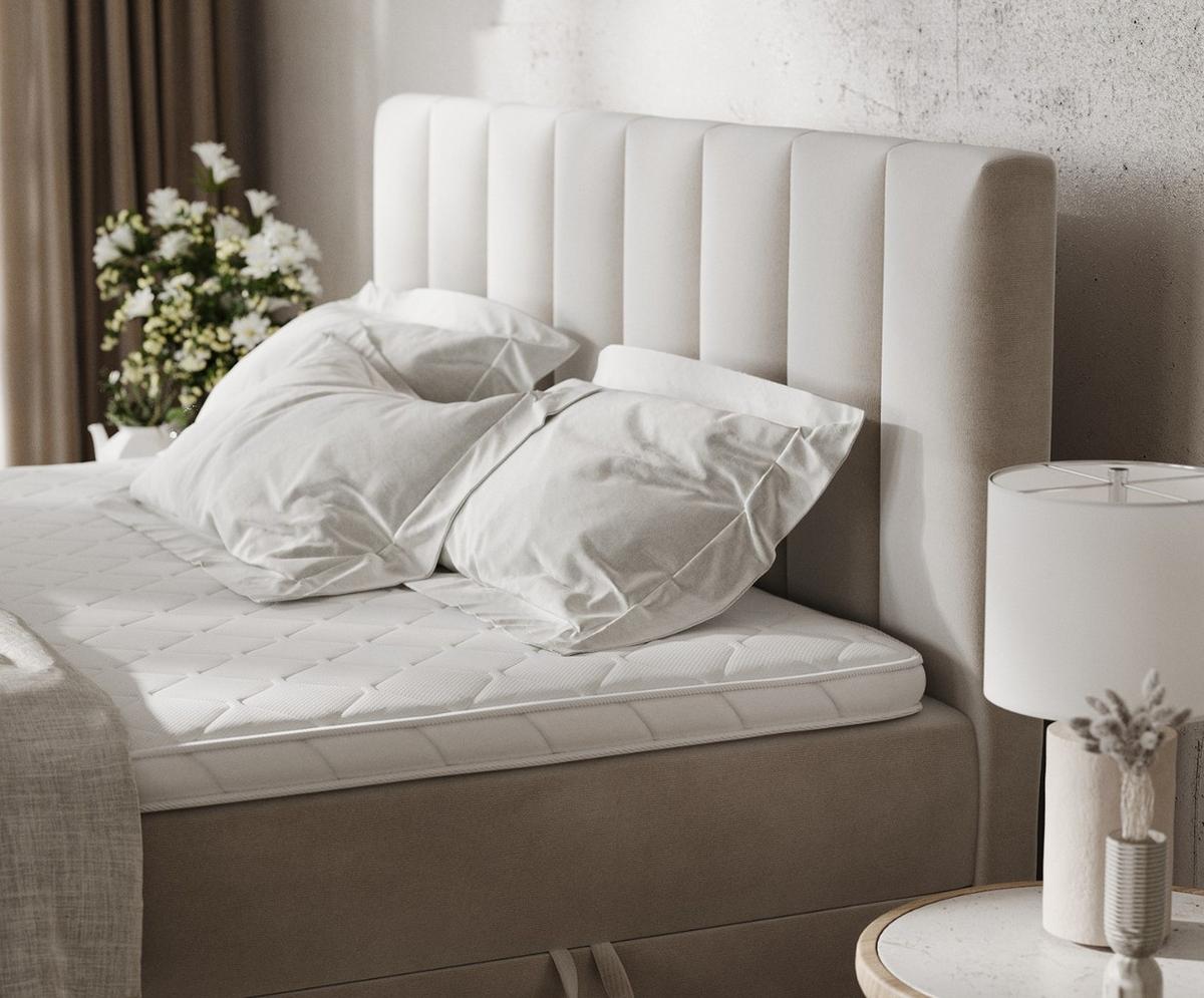 BOXBETT Bari 140/200 cm Hellbeige im Paros Stoff - Beige, Holz/Holzwerkstoff (140/200cm) - AltaBeds