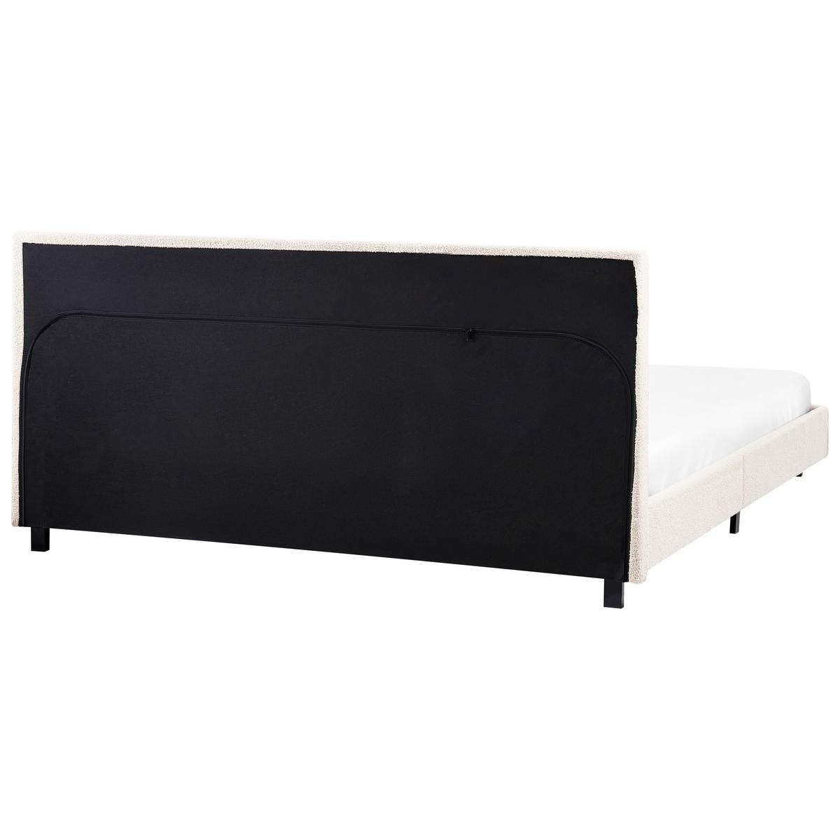 BETT mit Lattenrost 180/200 cm Cremeweiß Albi - Schwarz/Weiß, Textil (180/200cm) - Beliani