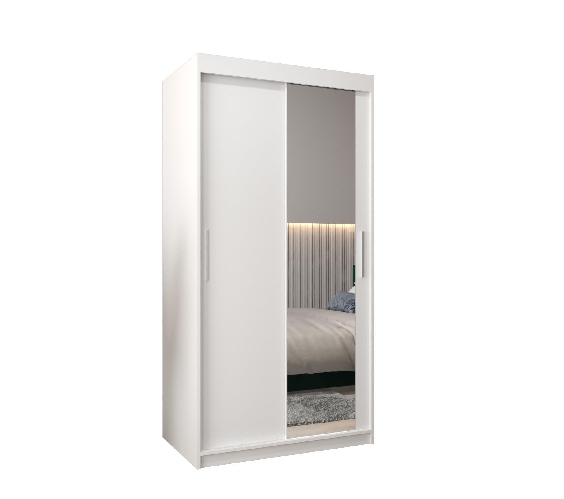 SCHWEBETÜRENSCHRANK 200/100/62 2-türig - Silberfarben/Weiß, Holz/Kunststoff (100/200/62cm) - MÖBEL KRYSPOL