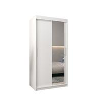 SCHWEBETÜRENSCHRANK 200/100/62 2-türig - Silberfarben/Weiß, Holz/Kunststoff (100/200/62cm) - MÖBEL KRYSPOL