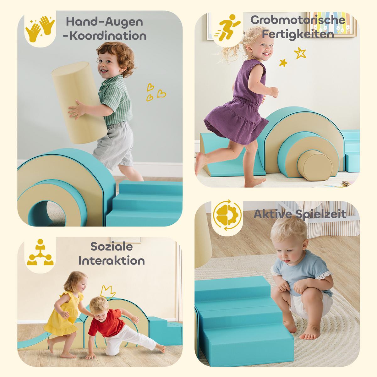 SCHAUMSTOFF Bausteine Kinder 5 tlg. Klettern Softbausteine Riesenbausteine Grün - Grün, Kunststoff (39/181cm) - AIYAPLAY