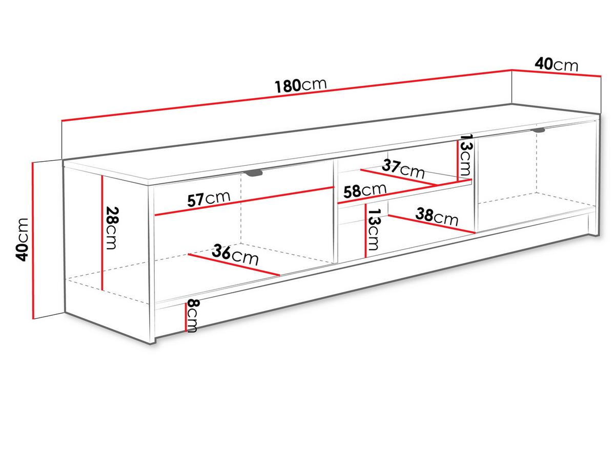 TV-ELEMENT Tireno - Goldfarben/Schwarz, Holzwerkstoff/Metall (180/40/40cm) - MIRJAN24