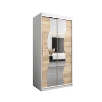 SCHWEBETÜRENSCHRANK 200/100/62 2-türig - Silberfarben/Weiß, Holz/Kunststoff (100/200/62cm) - MÖBEL KRYSPOL