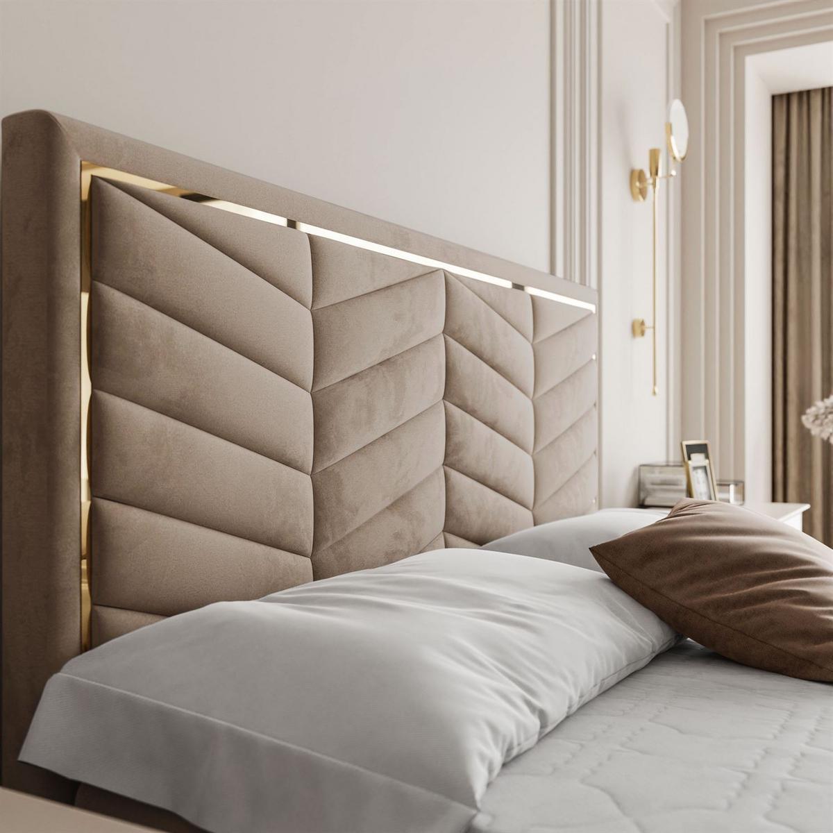 KONTINENTALBETT AURORA 180x200 mit Bettkasten Royal Velvet 176 - Creme, Textil (180/200cm) - Lookway
