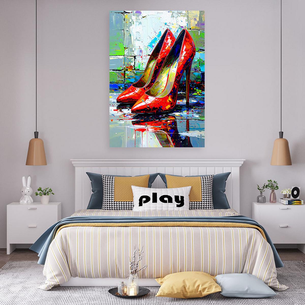 LEINWANDBILD Rote High Heels 80x120cm - Rot, Textil (80/120cm) - Feeby