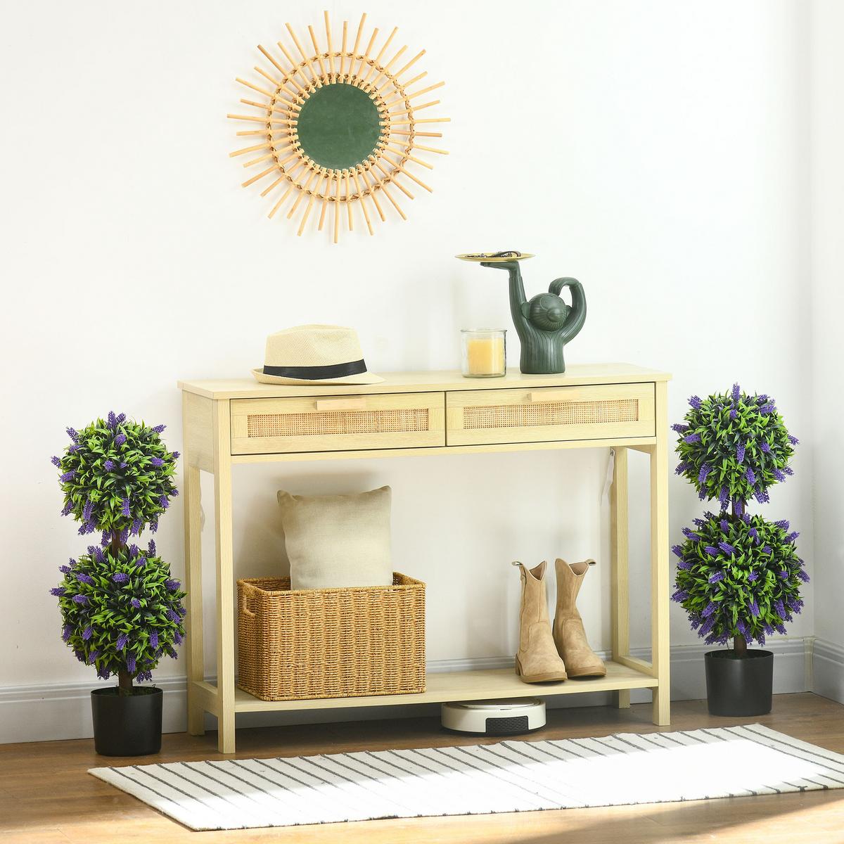 KÜNSTLICHE Pflanzen 2er-Set, 70 cm UV-beständige Kunstpflanze im Blumentopf - Grün, Kunststoff (70cm) - HOMCOM
