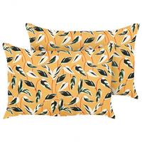 GARTENKISSEN 2er-Set Blattmotiv mehrfarbig 40/60 cm Taggia - Multicolor, Textil (40/60cm) - Beliani