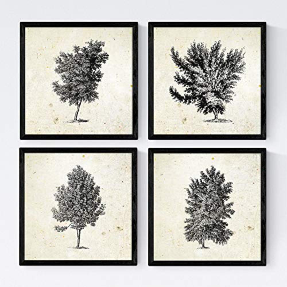 POSTER Set mit 4 Blättern der verschiedene Richtungen 20x20cm Schwarzer Rahmen - Schwarz, Papier (20/3cm) - Nacnic