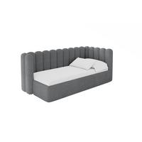 EINZELLBETT Jugendbett mit Bettkasten und Matratze H3/H4, Links - HUGY 100x200 Dunkelgrau - Graphitfarben, Holzwerkstoff/Textil (100/200cm) - ALTDECOR
