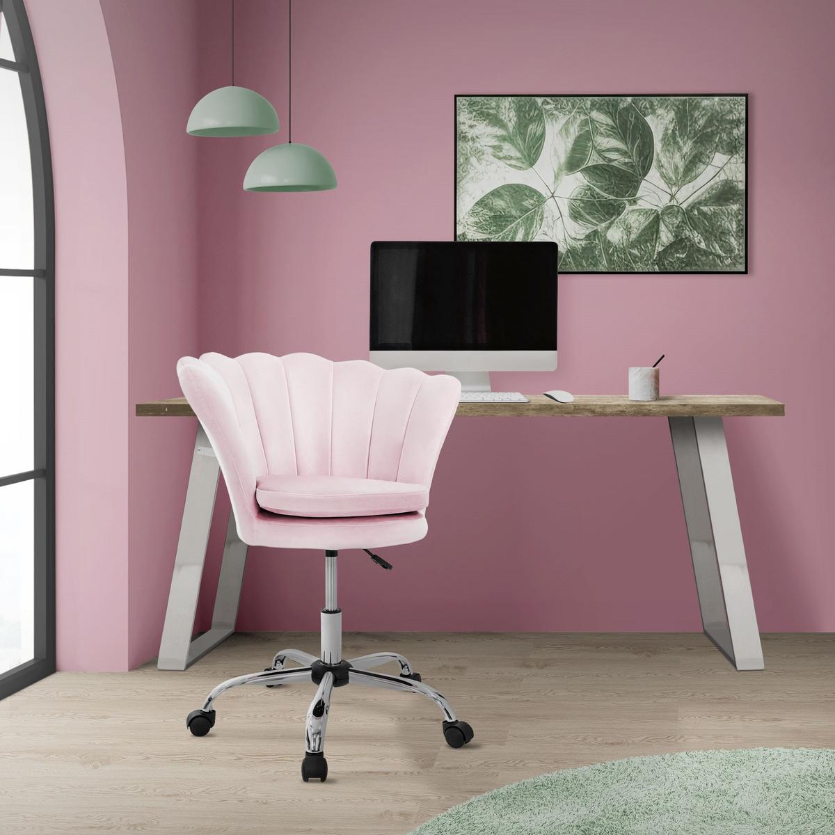 BÜROSTUHL Samt Hellrosa - Hellrosa, Metall (68/90/68cm) - ML-DESIGN