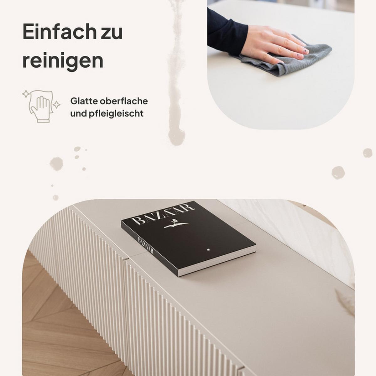 TV-LOWBOARD ANGEL Kaschmir hängend mit LED-Beleuchtung 200 cm - Kaschmir, Holzwerkstoff (200/36/40cm) - Idohome