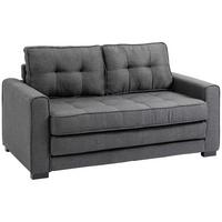 SCHLAFSOFA Klappsofa 2-Sitzer Sofa mit Schlaffunktion Leinen-Touch Holz Grau - Schwarz/Grau, Holz/Textil (75/85/147.5cm) - HOMCOM