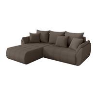 ECKSOFA mit Schlaffunktion Ottomane Links TOKO-L 277x194x86 Braun Bouclé - Schwarz/Braun, Holzwerkstoff/Kunststoff (277/194cm) - ALTDECOR