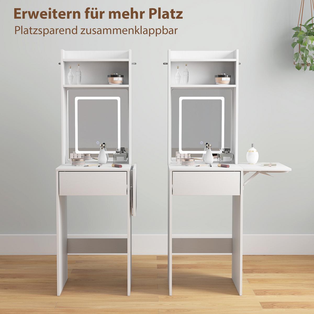 SCHMINKTISCH Spanplatte MDF Weiß - Weiß, Holzwerkstoff (45/152/45cm) - HOMCOM