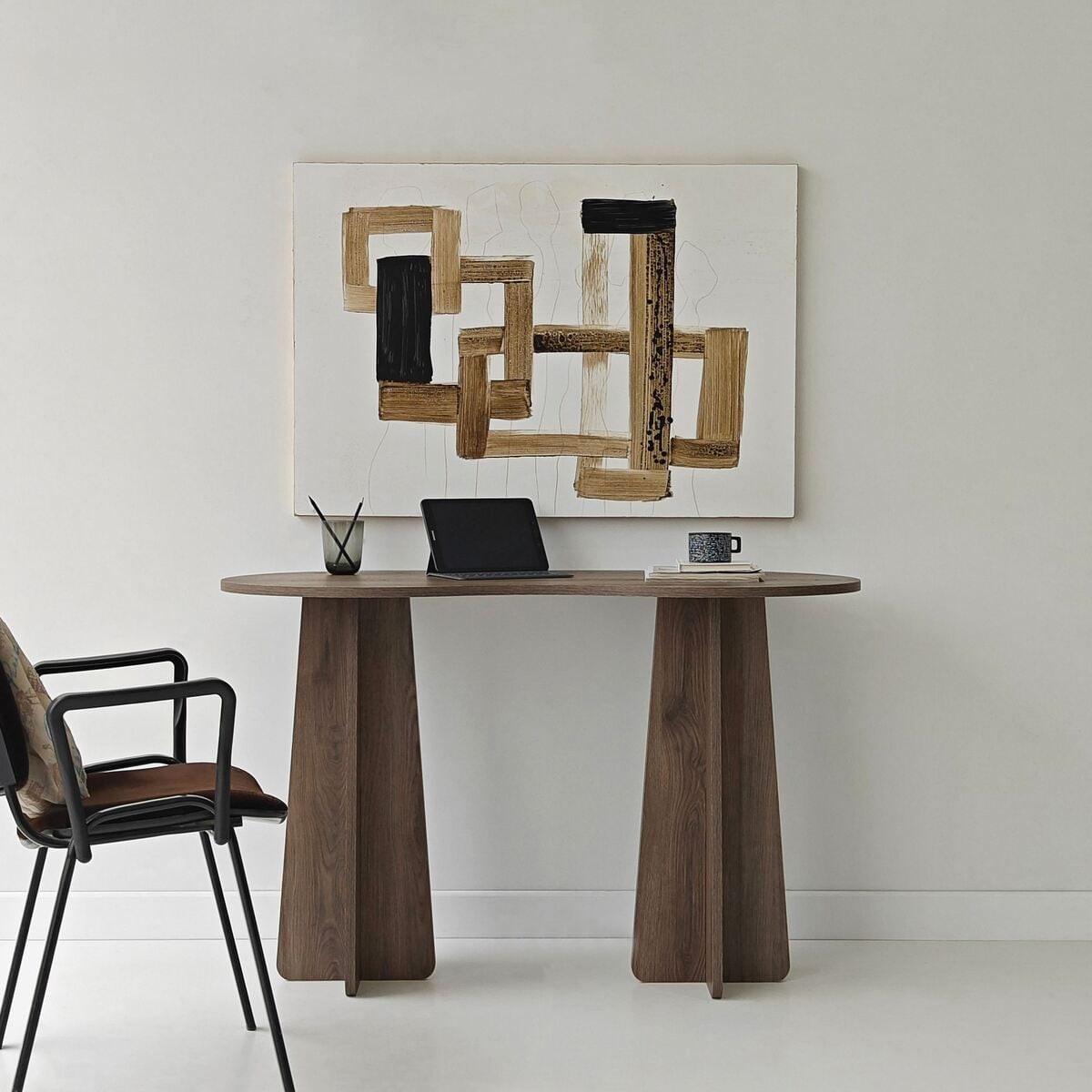 SCHREIBTISCH mit organisch-form Tischplatte 120/60/75 cm - Naturfarben, Holzwerkstoff (8.5/60/75cm) - Calicosy