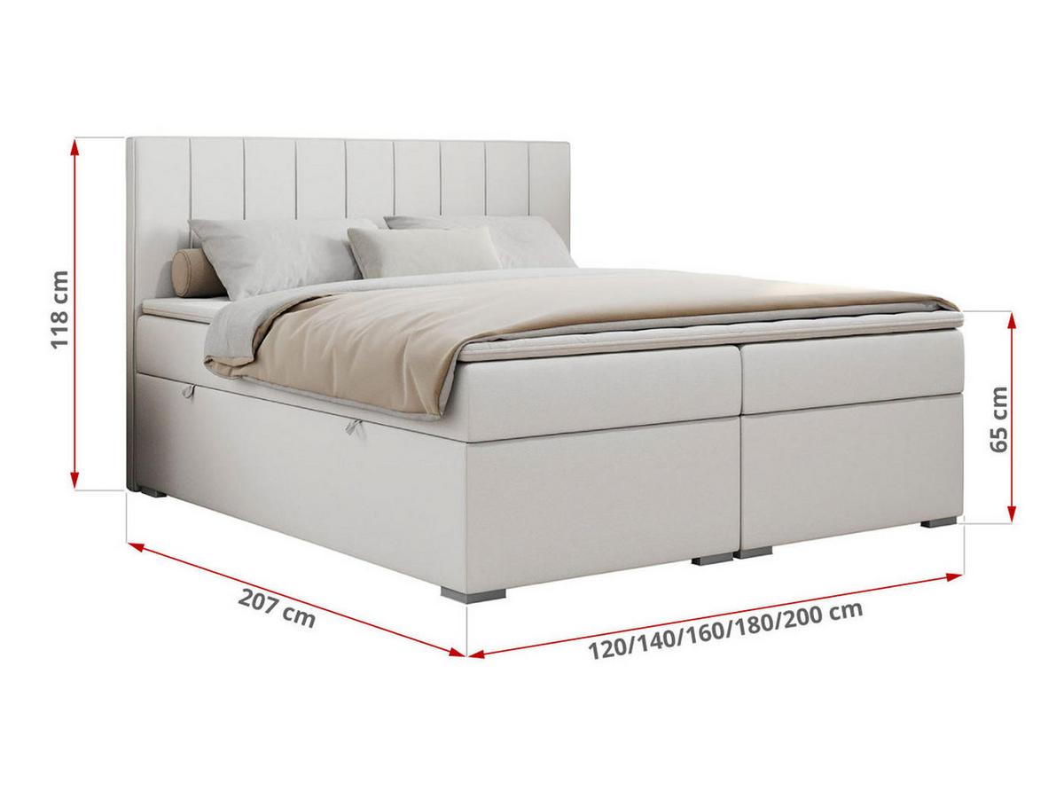 BOXBETT ALLY 120/200 Weiß Kunstleder - H3 - Weiß, Holz/Textil (120/200cm) - MKS