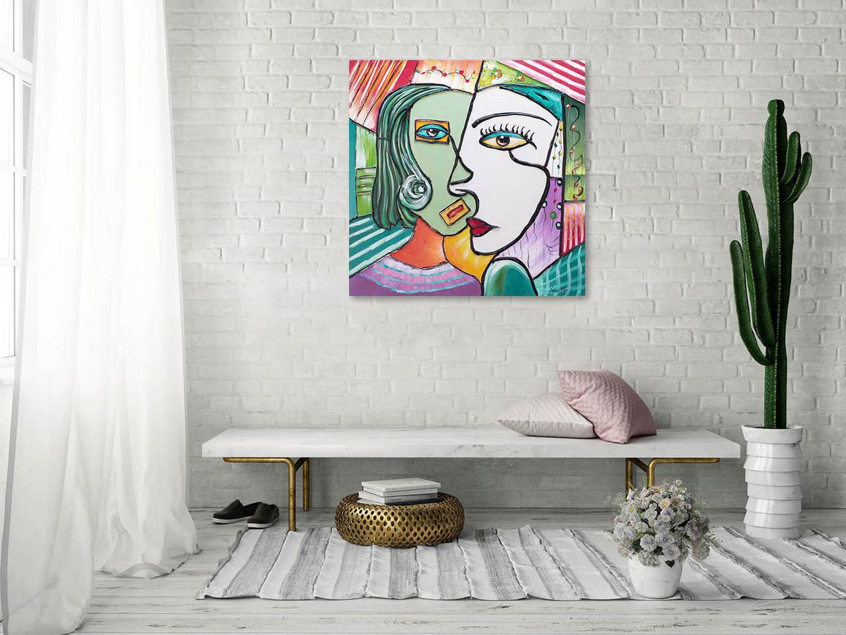 ACRYLBILD HANDGEMALT 80/80 cm - Multicolor, Holz/Textil (80/80cm) - KUNSTLOFT