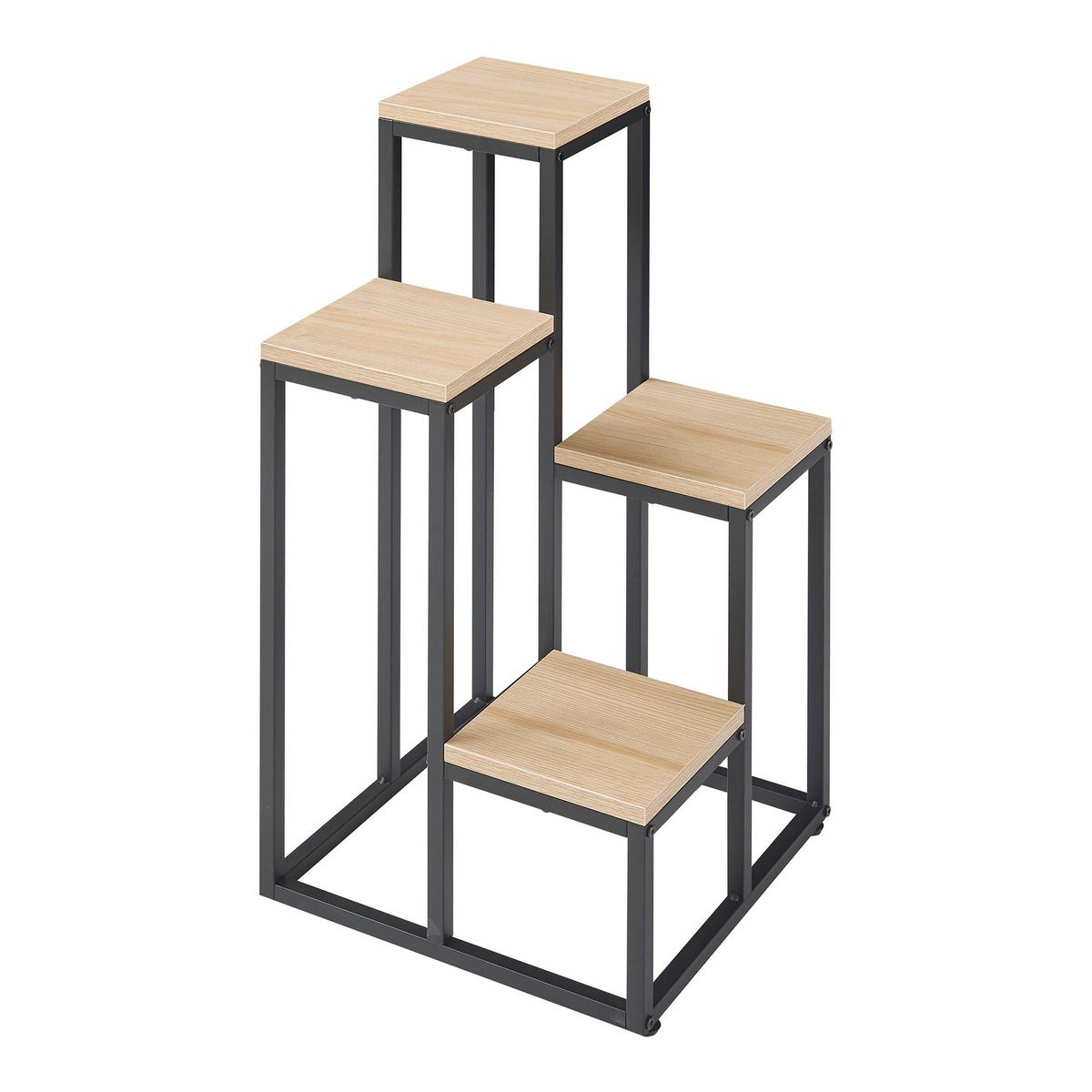 BLUMENTREPPE Ameland - Eichefarben/Schwarz, Holzwerkstoff/Metall (34/34/67cm) - [en.casa]