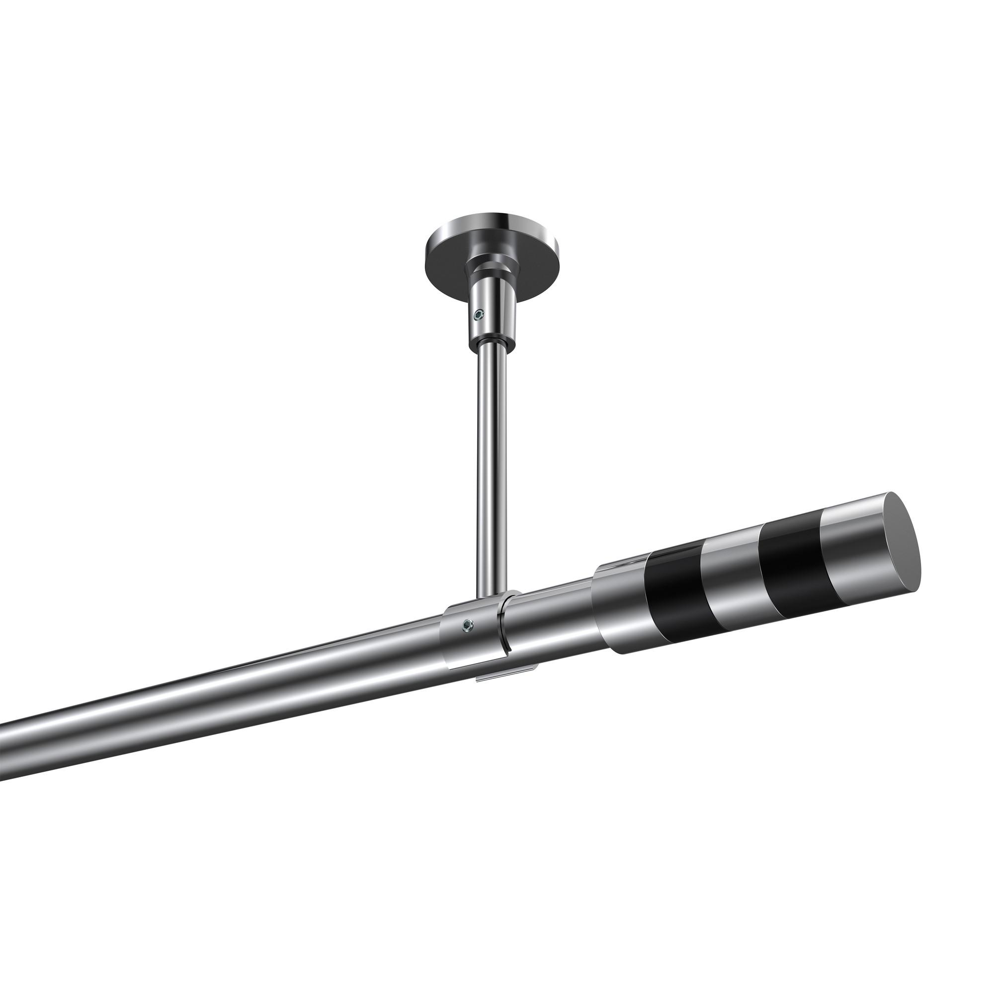 GARDINENSTANGE Sonette Mavell 140 cm, 1-läufig, 20 mm Ø Chrom - Chromfarben/Schwarz, Metall (140cm) - INTERDECO