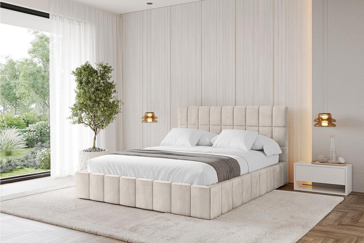 POLSTERBETT mit Bettkasten und Lattenrost, Boxbett ohne Matratze - AMEA 200x200 Beige - Beige, Holzwerkstoff/Textil (200/200cm) - ALTDECOR
