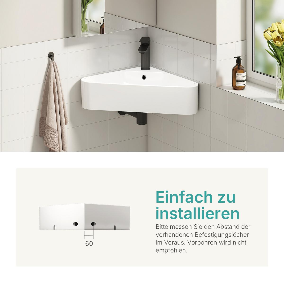 WASCHBECKEN Dreieckig Keramik Aufsatzbecken 56/34,5/13 cm - Weiß, Keramik (56/13/34cm) - EMKE