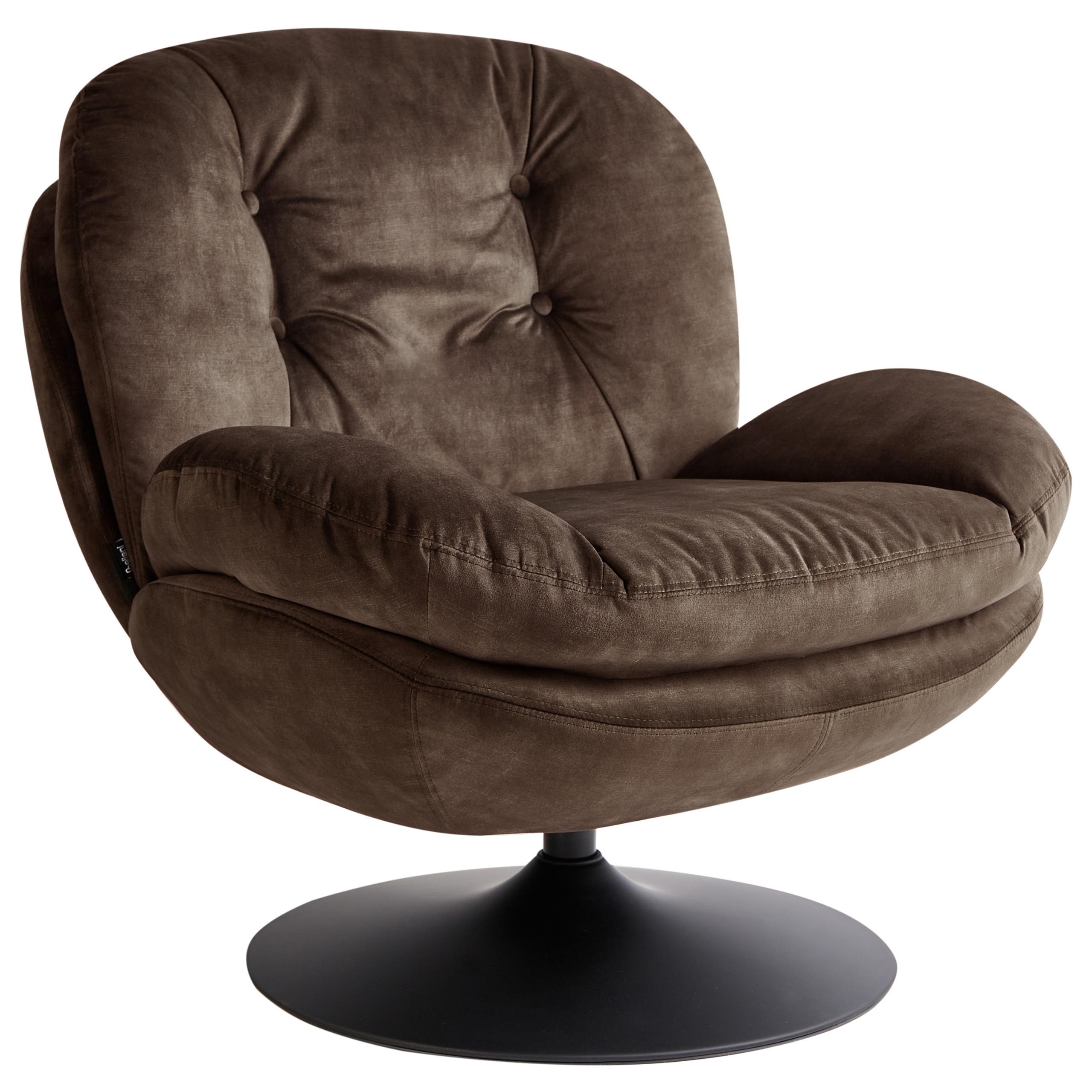 DREHSESSEL Dunkelbraun Nolvik - Dunkelbraun/Schwarz, Textil (82/82/85cm) - Beliani