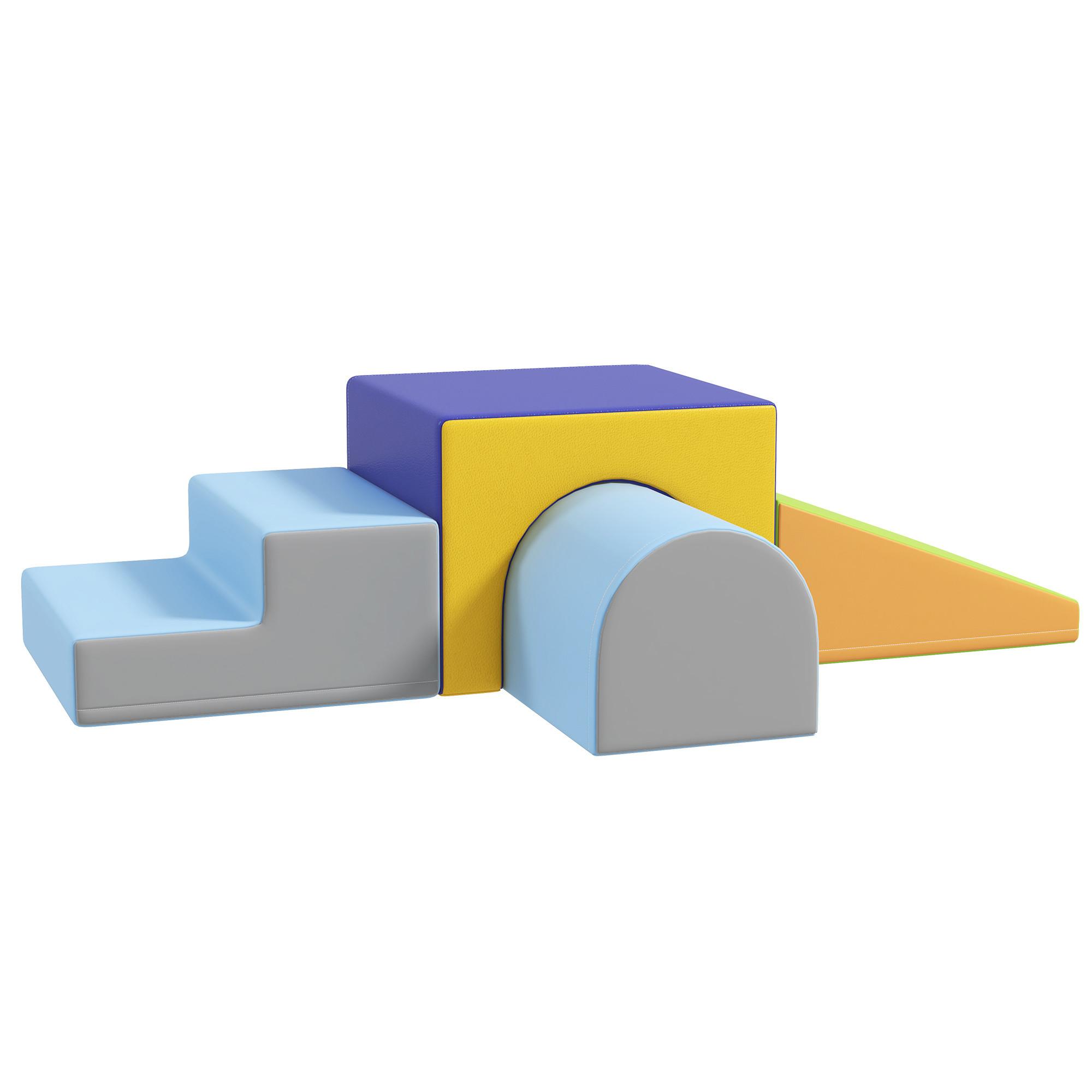 BAUSTEINSET 4er-Set Schaumstoff Bausteine Bauspielzeug für 1-3 Jahre alt Kinder - Gelb, Kunststoff (50/39/150cm) - HOMCOM