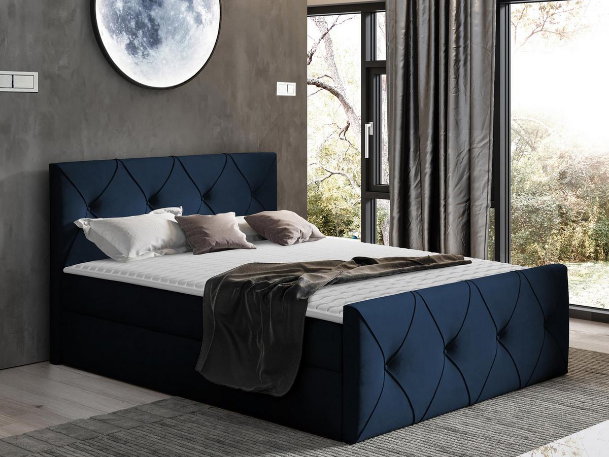 BOXBETT Crystal Lux - H3 - Dunkelblau, Holz (160/200cm) - MIRJAN24