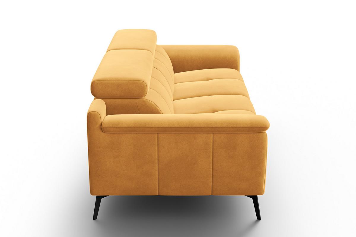 SOFA FIERO 3-Sitzer, Gelber Veloursstoff - Gelb/Schwarz, Holz/Textil (212/82/103cm) - Courtois Laville