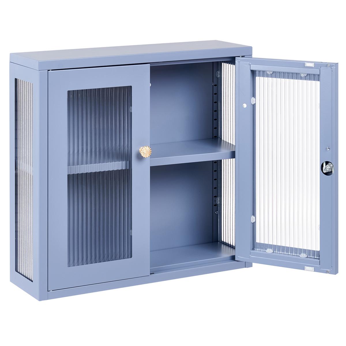 WANDSCHRANK 60 cm Metall Blau Harlyn - Blau, Metall (60/57/18cm) - Beliani
