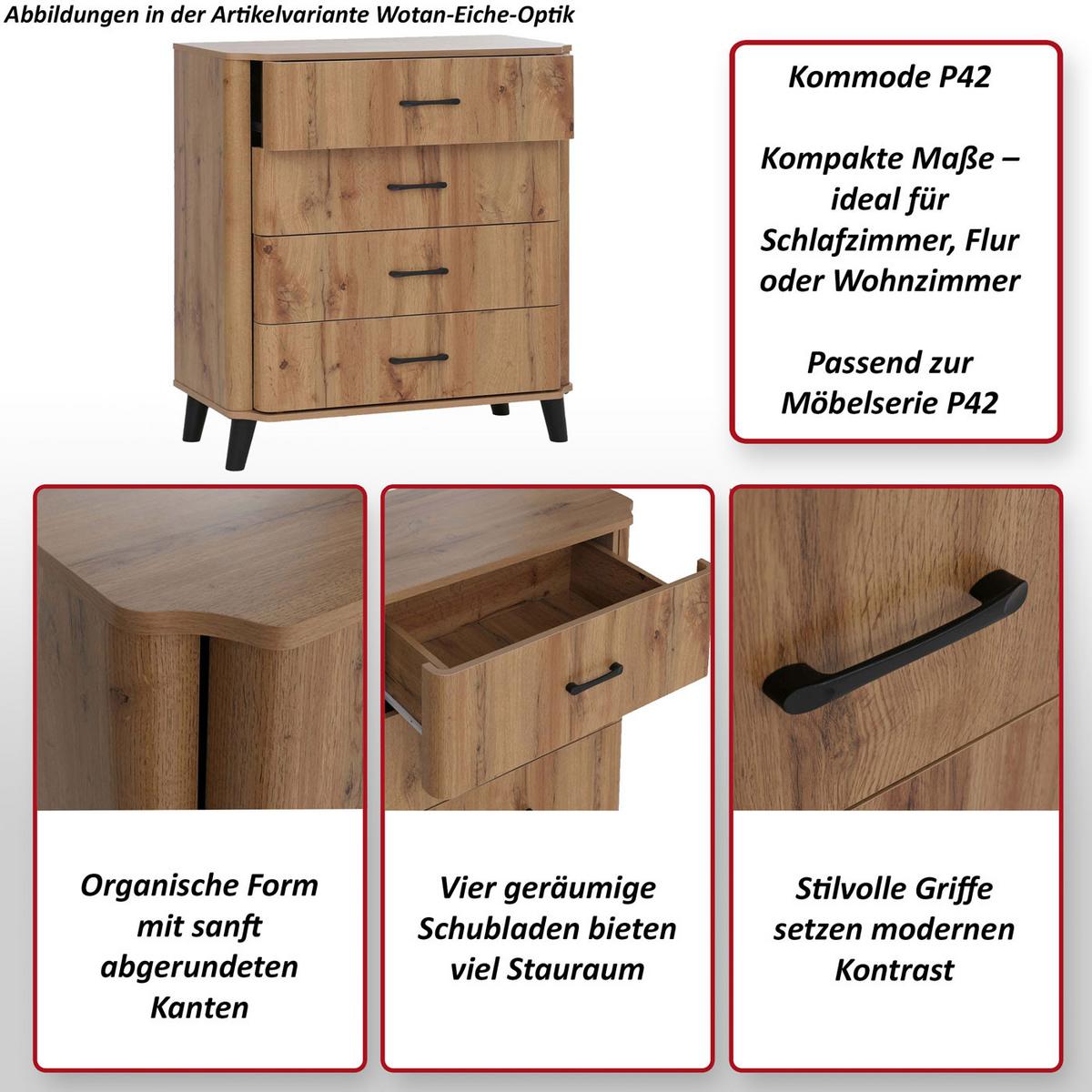 KOMMODE Hellbraun - Hellbraun, Holz (80/92/40cm) - MCW