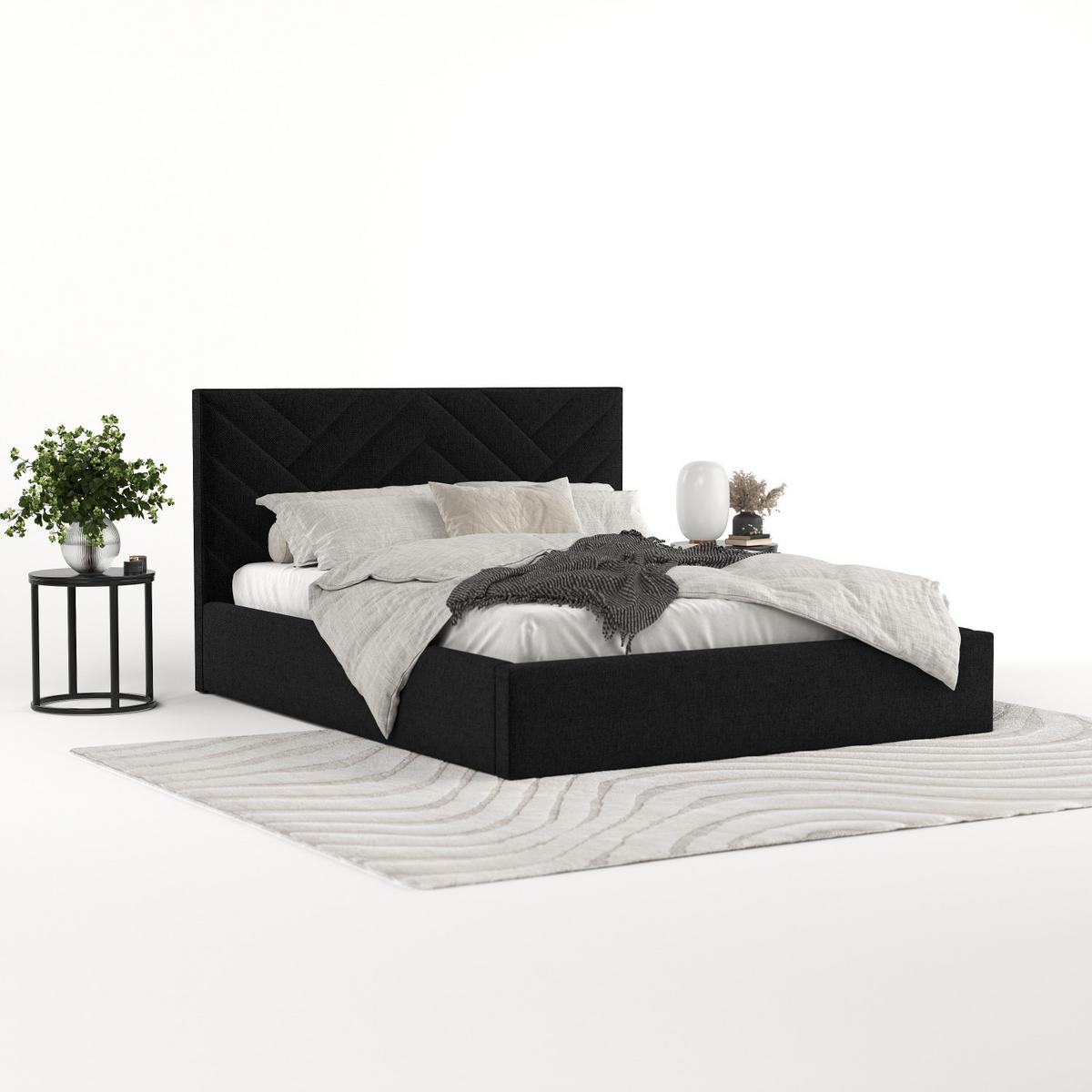 POLSTERBETT Arco 160/200 cm Schwarz im Inari Stoff - Schwarz/Naturfarben, Holz/Holzwerkstoff (160/200cm) - AltaBeds