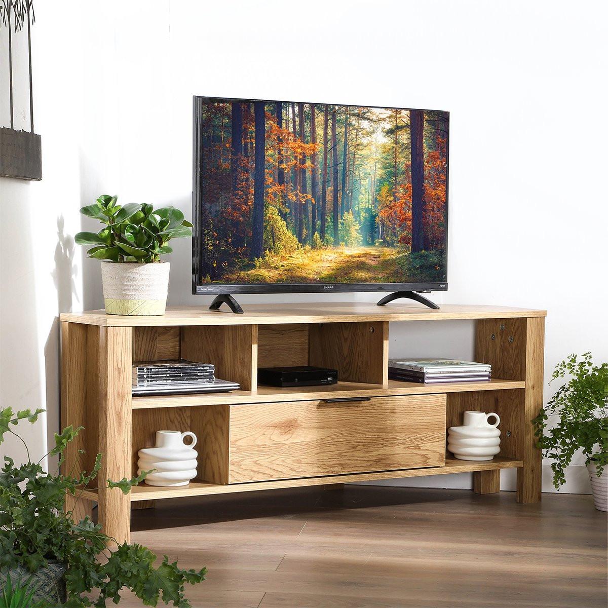 ECK-TV-MÖBEL 1 Schublade Eiche Dekor - L120 cm - Apfelbaumfarben, Holzwerkstoff (40/45/120cm) - Calicosy