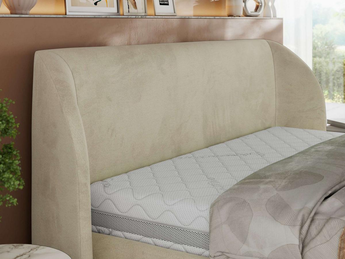 POLSTERBETT CAELA CLASSIC 140/200 - Beige Velvet - Multipocket-Matratze - Beige, Textil (140/200cm) - MKS