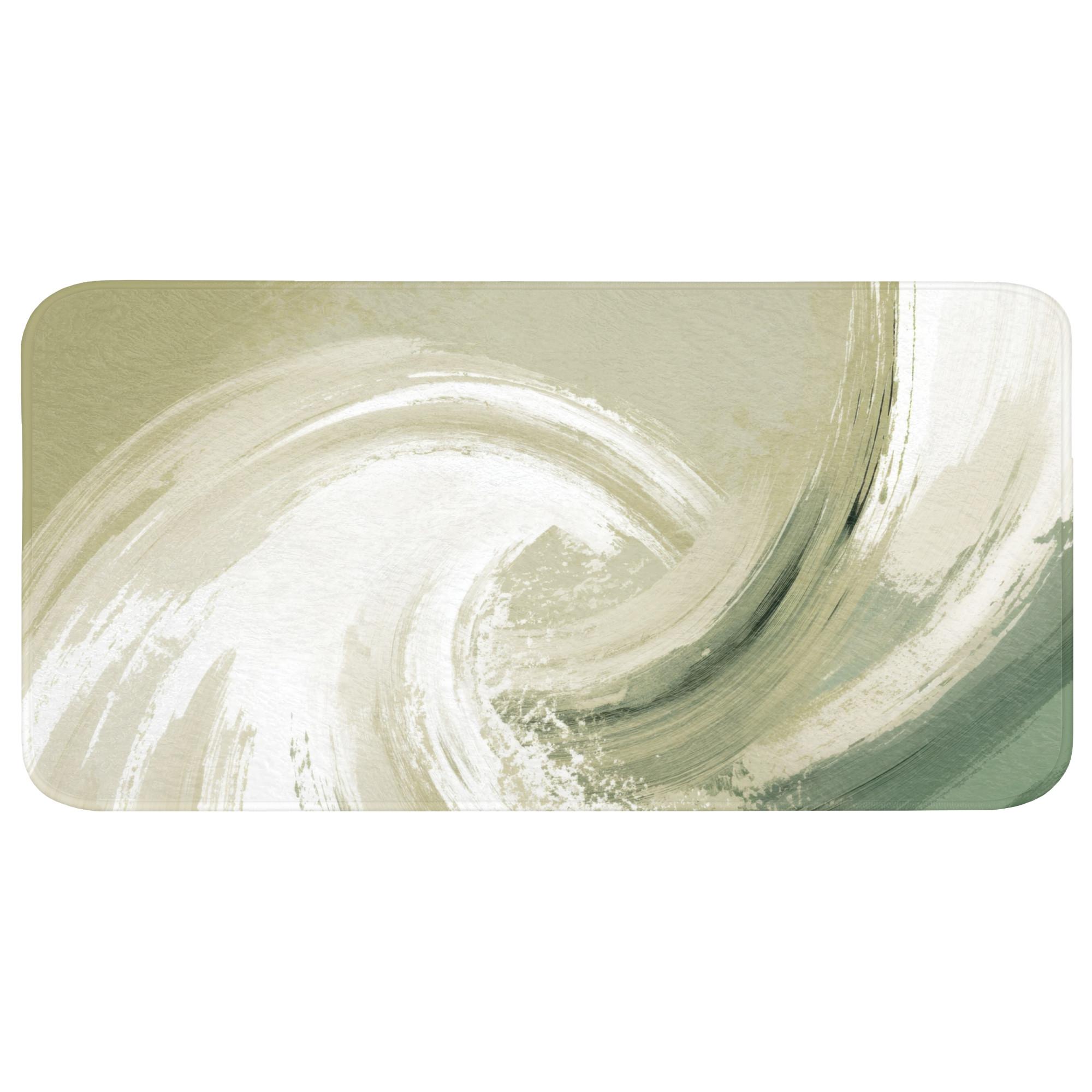 BADEMATTE Abstrakt - Pinselstriche - Wellen - Grün Badezimmerteppich 120x60 cm - Mintgrün, Textil (120/60cm) - OnlyWow