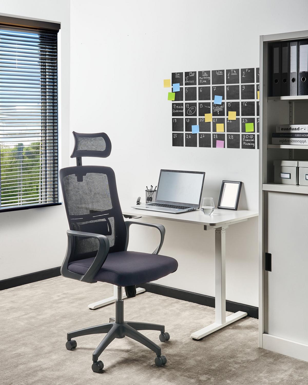 BÜROSTUHL Schwarz Monarch - Schwarz, Textil (46/110/62cm) - Beliani