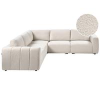 ECKSOFA Modul 5-Sitzer Bouclé Cremeweiß rechtsseitig Kivvik - Creme, Textil (287/100cm) - Beliani