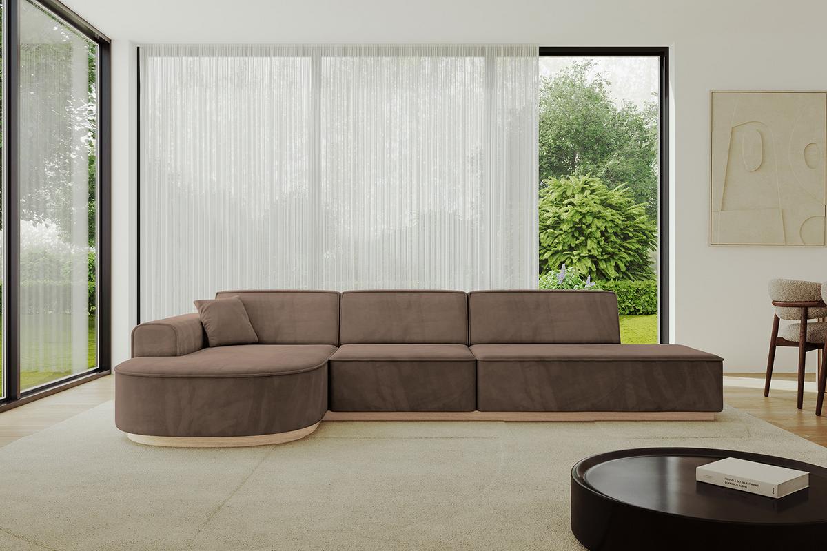 ECKSOFA Ottomane Links ARRIO-L2 - 328x171x83 cm Braun - Braun, Holzwerkstoff/Textil (328/171cm) - ALTDECOR