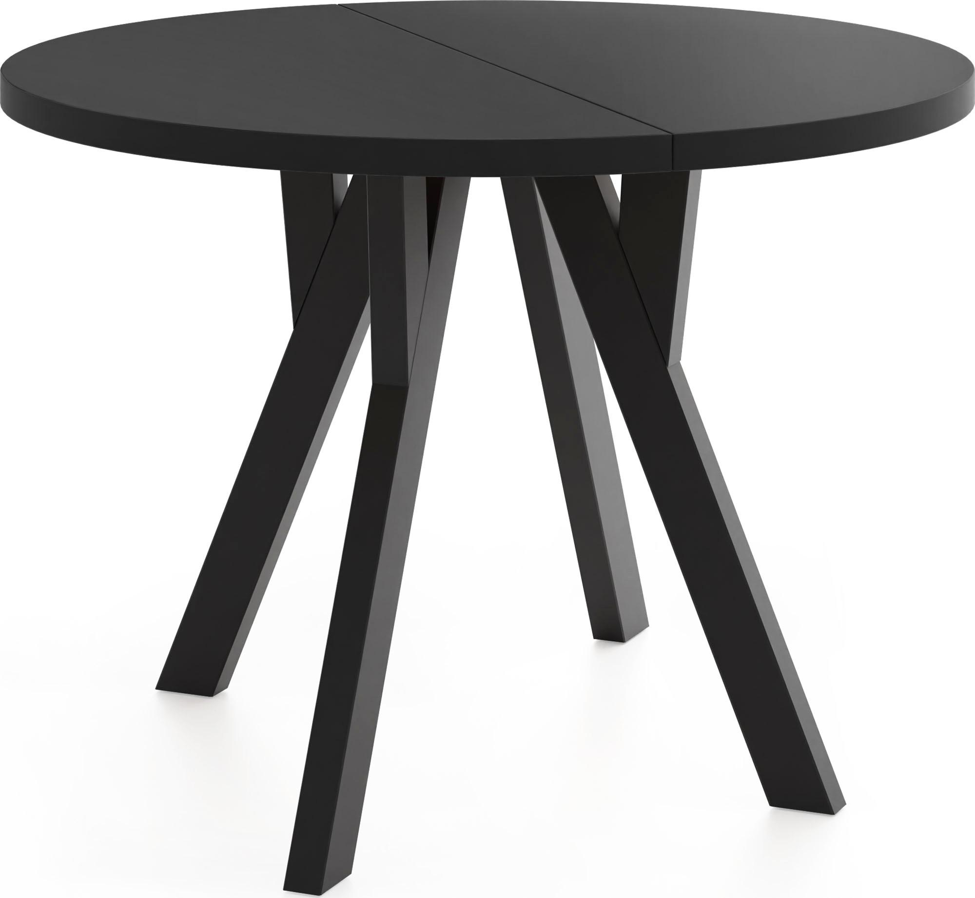 ESSTISCH Avero Black runder ausziehbarer, Schwarz 100-140/100/77 cm - Schwarz, Holz/Holzwerkstoff (100/140/77cm) - WFL GROUP