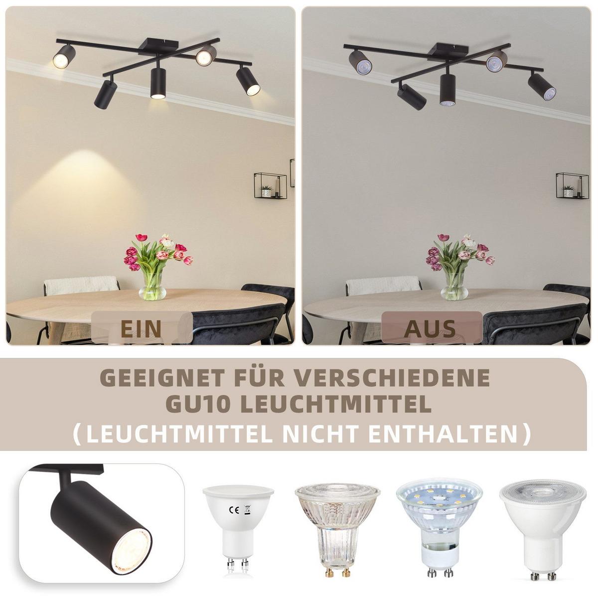 DECKENSTRAHLER Berlinchen 5-flammig 77.5/57.5/21 cm - Schwarz, Metall (77.5/57.5/21cm) - Nettlife