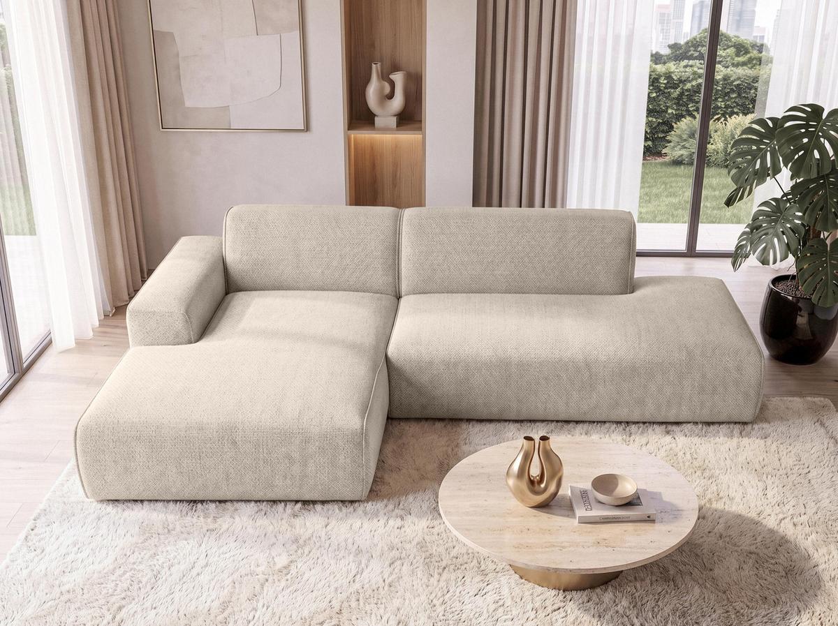 ECKSOFA L Form Didim Duo Beige 288/162/80 cm – stilvolle kleine Eckcouch Links - Beige/Schwarz, Kunststoff/Textil (288/162cm) - AX Living