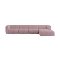 ECKSOFA Ottomane Rechts MIRA-L3 409x179x70 Rosa Cord - Schwarz/Rosa, Holzwerkstoff/Kunststoff (409/179cm) - ALTDECOR