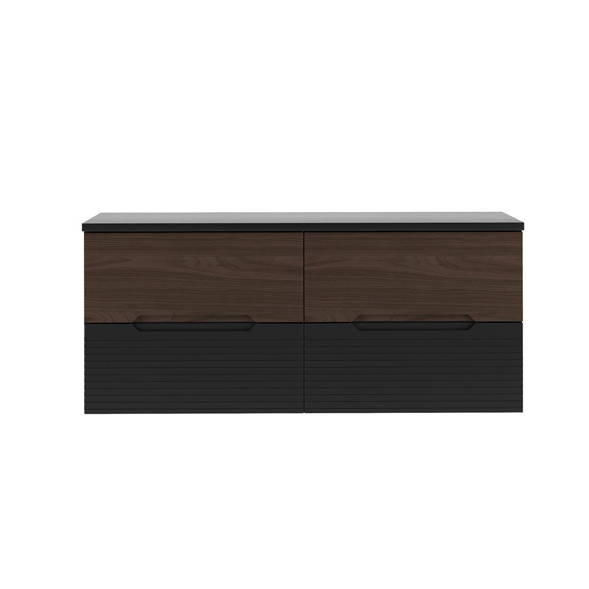 WASCHTISCHUNTERSCHRANK 120.6cm Sylla Schwarz und Holz - Schwarz, Holzwerkstoff (120.6/52.2/45.8cm) - Petits-meubles