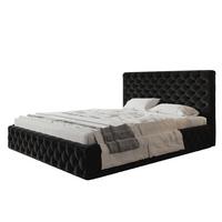 BETT 180x200 - Polsterbett mit Bettkasten und Metallrahmen - Elegant Betten - Weicher Jasminstoff - Kollektion Miami, Schwarz - Schwarz, Holz/Textil (180/200cm) - Alpi-Möbel