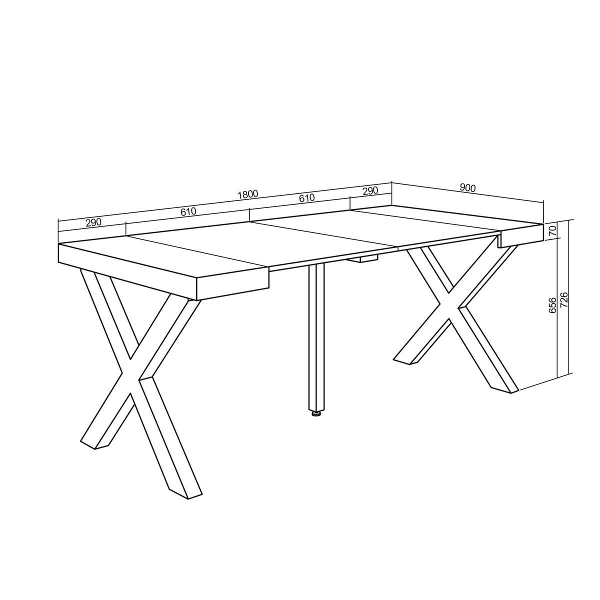 KONSOLENTISCH ausziehbar 58 bis 180cm, für 8 Gäste, eiche, 90/58/73cm - Eichefarben, Holzwerkstoff (90/180/73cm) - Skraut Home